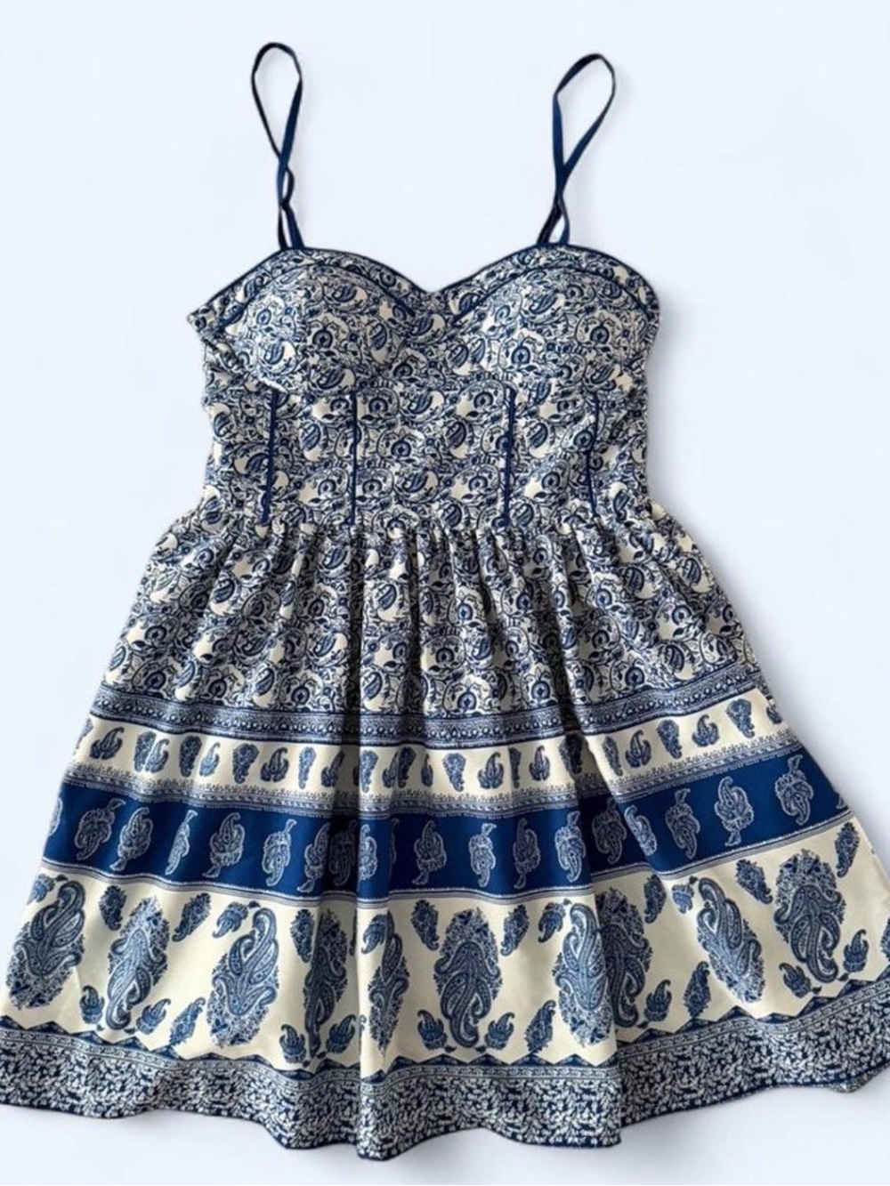 Women’s Navy Blue and Cream Mini Dress